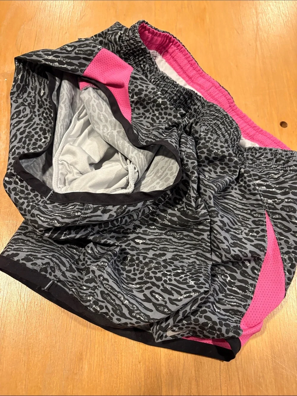 Nike Girls Black & Pink Animal Print Athletic Shorts